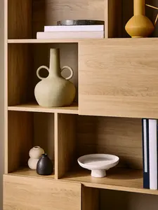 Узкий книжный шкаф с эффектом дуба, деревянная витрина с открытым и скрытым хранилищем для гостиной - Product Image 4