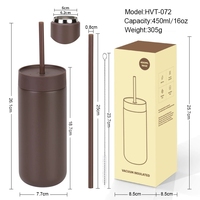 Mug de voyage isotherme à double paroi en acier inoxydable 304, sans BPA, avec couvercle à paille, personnalisable avec logo, vente en gros