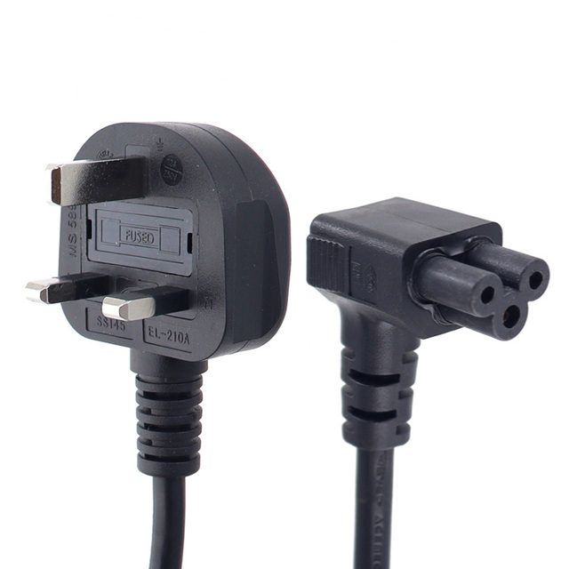 Up Angled IEC 60320 C5 to UK BS1363 Laptop Power Lead Cable Extension Cord 1.2m 13A Rated Current IP21 CEE Male End Computer Use