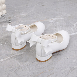 Splendide <span class=keywords><strong>scarpe</strong></span> da principessa con perle bianche per bambina, <span class=keywords><strong>scarpe</strong></span> con tacco alto, antiscivolo, suola morbida, per feste, matrimoni, spettacoli teatrali. - Product Image 4