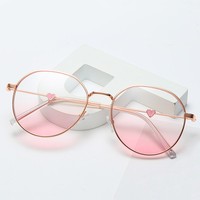 Monture de lunettes mignonne en forme de cœur pour filles et femmes, dégradé rose, myopie, montures de lunettes pour étudiantes, lunettes optiques en métal pour femmes