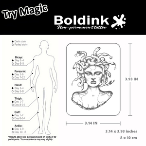Tatuaje de Tinta de Jaua Boldink Personalizado, Diseño Realista de <span class=keywords><strong>Medusa</strong></span>, Arte Corporal con Forma de Serpiente, Resistente al Agua, Larga Duración (2 Semanas) - Product Image 5