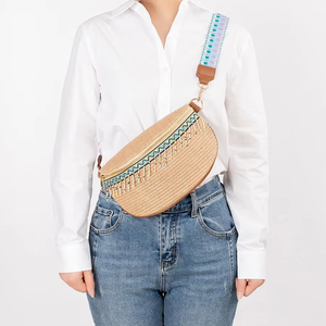 2025 verano vacaciones paja playa Casual hombro mujer mensajero Boho bolsa Dumplings forma tejido trenzado bolsa de viaje - Product Image 1
