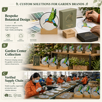 Attrape-soleil colibri artisanal 7,5 pouces en verre teinté avec base en bois, décoration de jardin, vente en gros, prêt pour l'audit BSCI