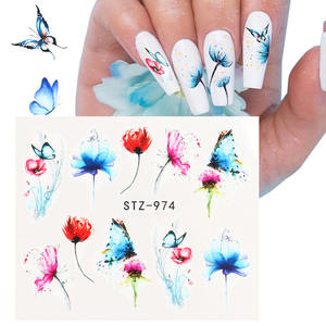 Nuevos diseños pegatina mariposa agua transferencia calcomanía <span class=keywords><strong>acuarela</strong></span> <span class=keywords><strong>flores</strong></span> papel de aluminio pegatina para <span class=keywords><strong>uñas</strong></span> en las <span class=keywords><strong>uñas</strong></span> Flor de moda - Product Image 3