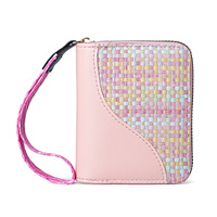 Ladies Simple Mini Cross-Border Color-Blocking Zipper Coin Purse Geometric Pattern Wallet Polyester Lining Short Wholesale
