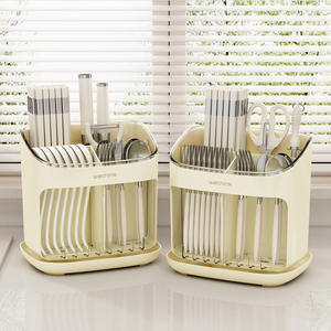 Wethink Cutlery Storage Rack Oval L Size With Tray Quick Dry Draining Rack For <b>Kitchen</b> Countertop - Product Image 1