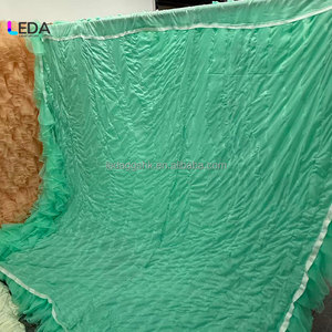 LEDA Green Ruffled Tulle <b>Backdrop</b> With Star Lights Wedding <b>Party</b> Decoration Curtain 10x10ft Romantic Stage Decor - Product Image 3