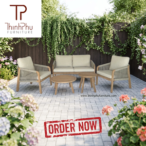 Ensemble de meubles d'extérieur de luxe contemporain pliable en bois d'acacia et teck écologique, comprenant un canapé de jardin, une table à manger et des chaises - Product Image 5