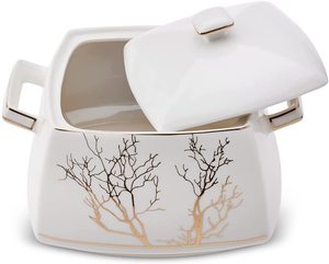 Service <span class=keywords><strong>de</strong></span> table en porcelaine fine 49 pièces, pour <span class=keywords><strong>8</strong></span> <span class=keywords><strong>personnes</strong></span>, avec détails dorés - Product Image 6