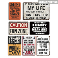 Letrero metálico rústico vintage de Caution Fun Zone, arte de pared humorístico para habitación