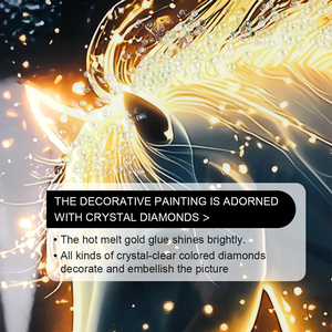 Cheval blanc lumineux, tableau porcelaine cristal incrusté de strass, peinture murale moderne scène d’eau nocturne scintillante - Product Image 4