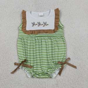 RTS Boutique Mallard Ducks Embroidery Baby Cotton Spandex Cute Toddler Girls <b>Bubble</b> Romper Casual Baby Bodysuit New Styles - Product Image 4
