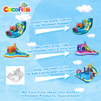 Parc aquatique gonflable sur le thème des crabes Cocofish, aire de jeux en tissu Oxford, château gonflable multifonction, combo de château gonflable