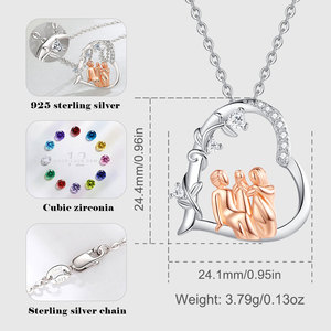 Merryshine Zirconia 925 Corazón de plata esterlina <span class=keywords><strong>familia</strong></span> te amo madre bebé mamá Collar para mujer - Product Image 6