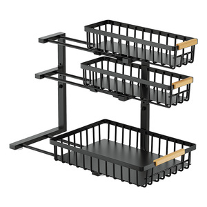 Nouveauté : Étagère de rangement sous l'évier de cuisine, <span class=keywords><strong>3</strong></span> <span class=keywords><strong>niveaux</strong></span>, étagère coulissante, étagère à épices multifonctionnelle pour la maison - Product Image 6