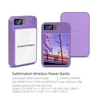 Batería Externa Sublimable Prosub de 5000mAh, Cargador Inalámbrico Magnético Portátil de Carga Rápida con Logotipo Personalizado para iPhone y Android