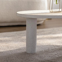Ensemble de tables basses gigognes modernes écologiques en crème, finition marbre, table d'appoint cylindrique à 3 pieds pour salon et salle à manger