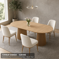 Table à manger extensible de taille personnalisable, finition naturelle, structure en bois massif, structure stable, best-seller