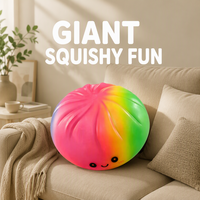 Squishy géant arc-en-ciel de 25 cm en forme de boulette vapeur, jouet sensoriel anti-stress avec cuiseur vapeur