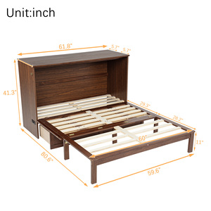 Solid Wood Murphy <b>Bed</b> Dark Brown Storage <b>Folding</b> Bedroom Furniture For Children Adults Elderly - Product Image 3