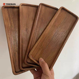 Plateaux et plateaux de service en bois de noyer noir pour plateau d'apéritif de nourriture de thé assiettes en bois ovales rectangulaires pour steak - Product Image 5