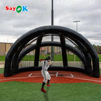 Sayok Baseball Machine Pvc Tente Filets de Frappeur Portable Filet de Baseball Hermétique Cage de Frappeur de Baseball Gonflable pour Cage