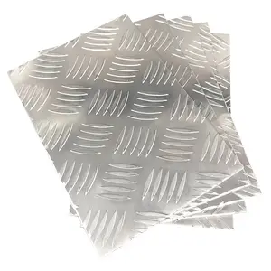 Hoja de aluminio en relieve 6061, placa de hoja a cuadros de aluminio, 5 barras, 3 barras con tamaños grandes, hoja de aluminio en relieve
