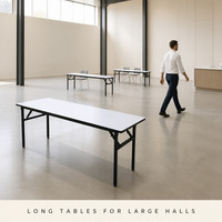 Table pliante rectangulaire portable avec pieds en métal pliables pour exposition, convention, fête, hôtel
