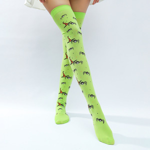 Calcetines hasta la rodilla de Halloween con estampado de calabaza, araña y sombrero de bruja, accesorios de disfraz para mujer, calcetines hasta la rodilla - Product Image 2