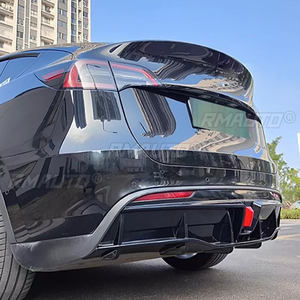 <b>For</b> Tesla Model Y 2018-2022 4-Door Rear Bumper <b>Diffuser</b> Lip ABS Carbon Fiber Look <b>Car</b> Boot Splitter Guard Spoiler Plate - Product Image 5