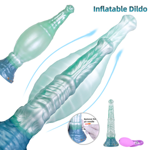 Dildo anal inflable de doble capa de 12'' con ventosa, entrenador anal de silicona, estimulador de punto G y próstata, juguetes sexuales. - Product Image 1