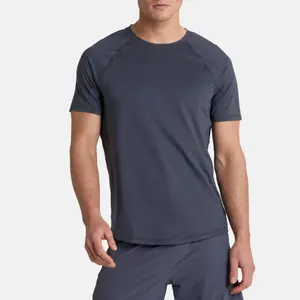 Wholesale Hot Sales Solid Men T-shirt Quick Dry Breathable Running Grey Short Sleeve Fitness Workout
