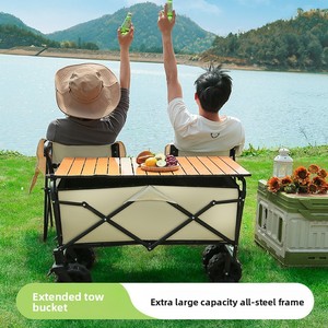 Cross-border Foreign Trade Spot Camping Cart Outdoor Portable <b>Trolley</b> Camp Car <b>Foldable</b> Picnic Off-road Wheel Double-Layer - Product Image 2