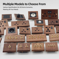 Enchufes Eléctricos Dobles USB Universales, Estándar del Reino Unido, Panel de Madera de Nogal Negro Retro para el Hogar, Interruptor de Luz y Enchufe de Latón