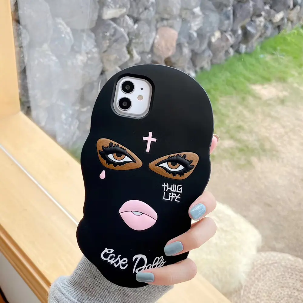 Fashion 3D Masked Goon Thug Life Women Phone Case for iPhone 12 7 8Plus X XS XR 11 Pro Max Tears Girl Jesus Cross Soft Cover