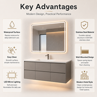 Kabinet Kamar Mandi Modern Dinding Stainless Steel dengan Dua Pintu, Perabot Kamar Mandi untuk Proyek Hotel Villa