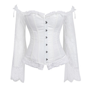 Corset sexy à manches en dentelle <span class=keywords><strong>et</strong></span> <span class=keywords><strong>jupe</strong></span> <span class=keywords><strong>longue</strong></span> en tulle <span class=keywords><strong>pour</strong></span> femmes-Corset victorien vintage overbust <span class=keywords><strong>pour</strong></span> robe de soirée de <span class=keywords><strong>mariage</strong></span> - Product Image 2