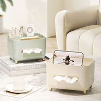 Boîte à mouchoirs multifonctionnelle tout-en-un avec pieds de support, pour salon, bureau, compartiment de rangement pour articles divers