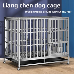 Stainless Steel Dog Crate-Large/Medium-Sized Compact Folding Rectangular Design Toilet Tray for Golden Retrievers Border <strong>Collies</strong> - Product Image 1