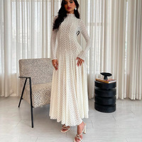 Vietnamesischer Spitzen-Maxikleid im Nischenstil 2026 – Neu eingetroffen: Elegantes, besticktes Frühlingskleid mit Stehkragen, hoher Taille und extra weitem Rock