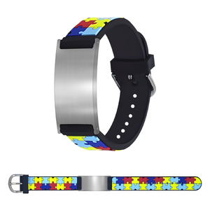 <span class=keywords><strong>Pulsera</strong></span> de silicona de moda personalizada para niños modelo de rompecabezas geométrico Placa de cable QR información de grabado de radio estilo de moda - Product Image 2