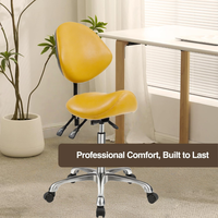 Chaise de bureau moderne avec dossier en forme de selle, en cuir PU, hauteur réglable, base pivotante