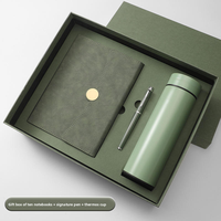 Carnet de notes en cuir PU avec logo personnalisé, coffret cadeau de luxe pour le bureau et les affaires, avec gourde isotherme et stylo métallique