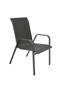 Chaise de jardin empilable portable en rotin et acier, tissée à la machine, style moderne et décontracté, pour l'extérieur, le salon et l'hôtellerie - Product Image 4