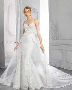 Ruolai WTH094 Tela de encaje de marfil ecológica de alta calidad con tren capilla de tul para vestidos de boda y noche para niñas - Product Image 1