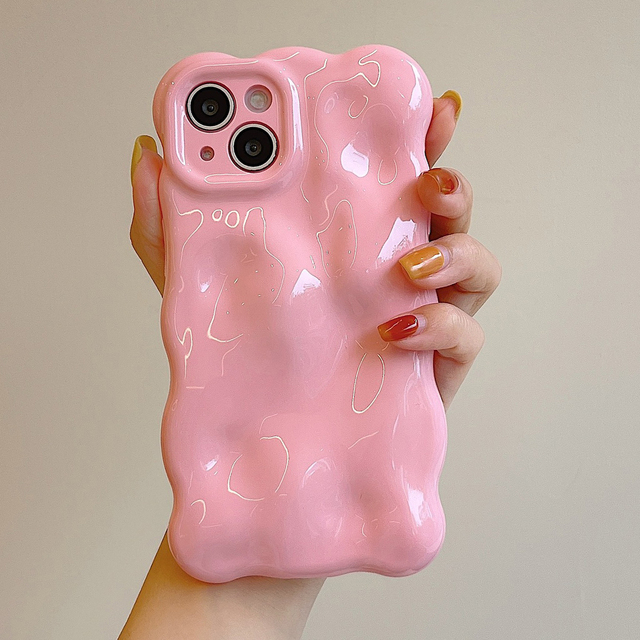 Pink Blue Purple Color Mobile Cover Stylish Girl 3D Pearl Phone Case for iPhone 17 16 15 14 13 Series Ripple Effect Phone Case