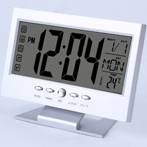 Réveil de bureau électrique à grand écran LCD, économique, avec rétroéclairage à commande vocale, fonction snooze, calendrier et température pour le bureau - Product Image 6
