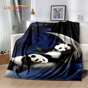 Manta de Panda con dibujos animados en 3D, manta de franela, manta cálida para niños para el hogar, sala de estar, dormitorio, camas, sofá, cubierta de Picnic