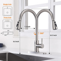 Robinet de cuisine classique en acier inoxydable 304, à capteur automatique, finition brossée, avec douchette extractible double mode, mitigeur chaud/froid pour projet